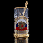 Подстаканник латунный "Герб РФ. Триколор". Златоуст
