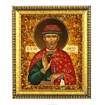 Икона янтарная "Дмитрий Донской" 14х16 см