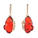 Серьги со вставкой из янтаря. Серебро 925*. Вес 9,87 г