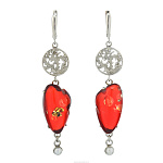 Серьги со вставкой из янтаря. Серебро 925*. Вес 12,67 г