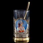 Подстаканник с ложкой "Сказки. Русские красавицы". Златоуст